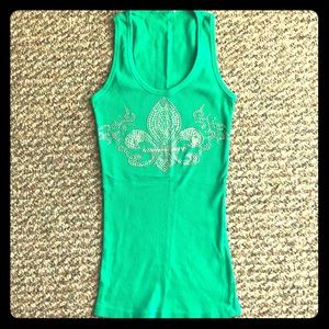 Fleur De Lee Rhinestone Studded Tank